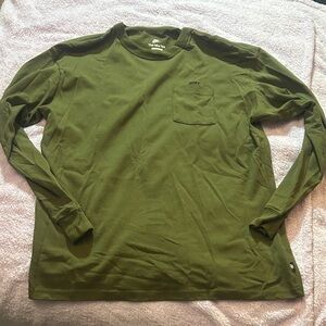 Nike Olive Green Long Sleeve Pocket Tee for Men